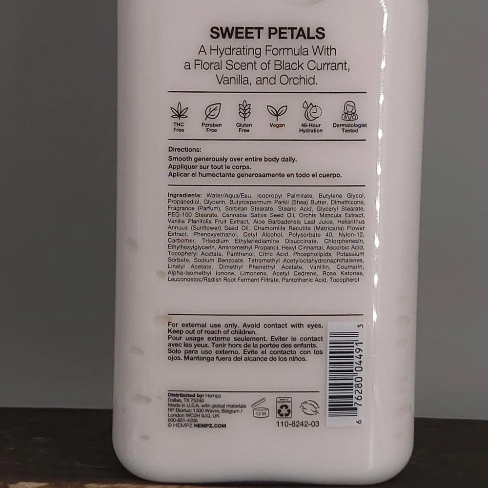 Hempz Body Moisturizer Unisex 17oz Sweet Vanilla Creme White Orchid Hydrating